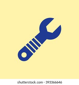 Blue Colored Wrench Icon on Light Orange Background. Eps-10.