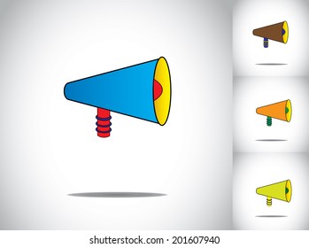 blue colorful 3d megaphone icon symbol collection set. different unique colored mega phone concept illustrations
