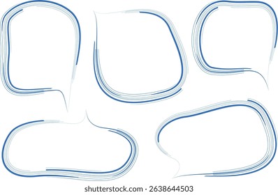blue colorful abstract outline speech bubbles collection