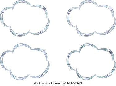blue colorful abstract outlined shapes clouds set