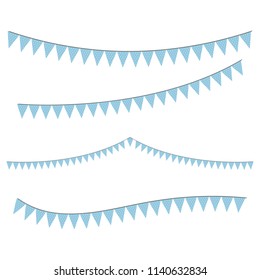 Blue colorful bunting for decoration of invitations, greeting cards etc, bunting flags, vector eps10 illustration