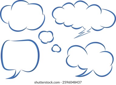 blue colorful comic style speech bubbles set