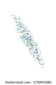 Blue Colorful Confetti Background. Green Circle Paper. Dot Banner Illustration. 
