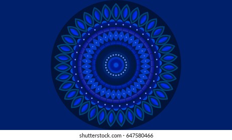 Blue Colorful Ethnic Mandala Background - Vector Illustration