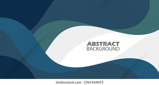 Blue colorful geometric business banner design. Creative banner design with wave shapes and lines on white background. Simple horizontal banner. Eps10 vector