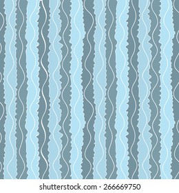 blue colorful seamless pattern with doodle waves