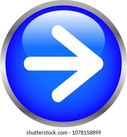 Blue Colorful Shiny round button with Right arrow mark