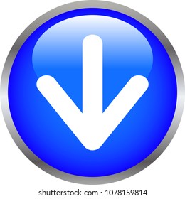 Blue Colorful Shiny round button with Up arrow mark