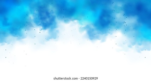 Blue colorful smoke clouds isolated on white background, realistic mist effect, fog. Vapor in the air, steam flow. Vector illustration