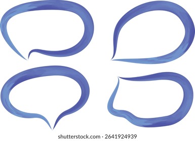 blue colorful thick art paint brush outline speech bubbles