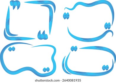 blue colorful thick outline creative hand drawn quote frames set