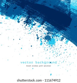 Blue colorful vector abstract artistic brush stroke and splatter background