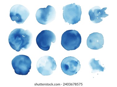 Blue colorful watercolor splashes. Vector illustration
