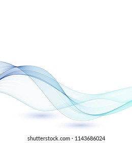 Blue colorful wave with shadow. Modern vector illustration
