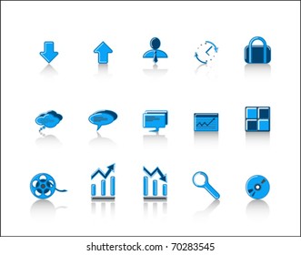 blue colorful Web Site & Internet icon set