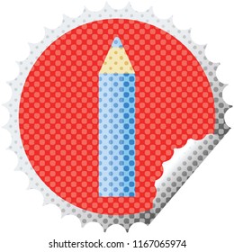 blue coloring pencil graphic vector illustration round sticker stamp
