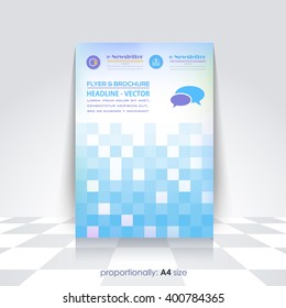 Blue Colors A4 Style Low Poly Squares Elements Business Concept Flyer, Brochure Design. Corporate Cover, Leaflet Template