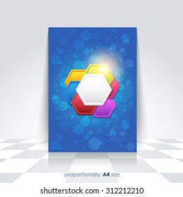 Blue Colors Background. A4 Flyer. Cover Template, Corporate Leaflet, Brochure