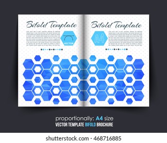 Blue Colors Bi-Fold Brochure Design. Corporate Leaflet, Cover Template