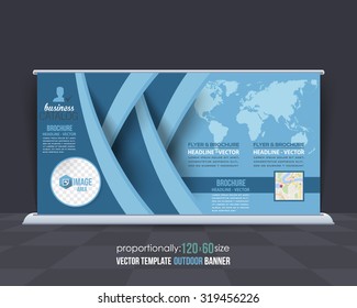 Blue Colors Business Theme Outdoor Banner Design, Advertising Vector Template 