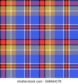 Blue colors check fabric texture seamless pattern. Vector illustration.