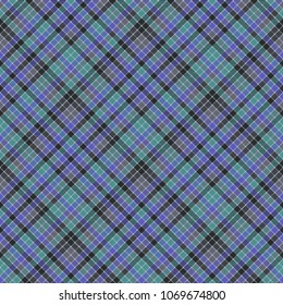 Blue colors check plaid seamless pattern. Flat design. Vector illustration.