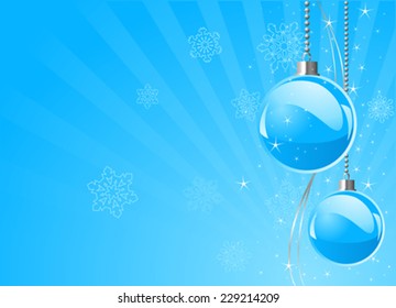 Blue colors Christmas and New Year place card