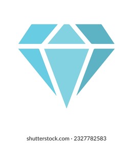 Un diamante azul con fondo blanco. Ilustración de icono de diamante