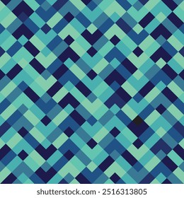 Blue colors geometric mosaic vector abstract square seamless pattern or texture.