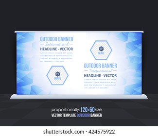 Blue Colors Polygonal Style Outdoor Advertising Design, Horizontal Banner
