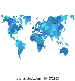 Blue Colors Polygonal World Map Vector Design
