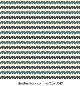 Blue colors seamless pattern with repeated curling ribbon lines. Horizontal wavy stripes wallpaper. Serpentine motif. Modern style surface texture. Digital paper, textile print, page fill. Vector art
