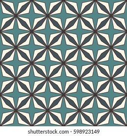 Blue colors seamless pattern with stylized repeating stars. Simple geometric ornament. Modern stylish texture. Scrapbook digital paper, textile print, page fill. Vector illustration.