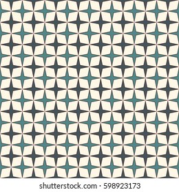 Blue colors seamless pattern with stylized repeating stars. Simple geometric ornament. Modern stylish texture. Scrapbook digital paper, textile print, page fill. Vector illustration.
