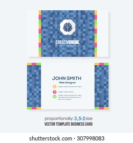 Blue Colors Squares Elements Business Cards Design