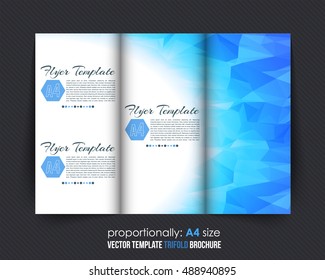 Blue Colors Tri-Fold Brochure Design. Corporate Leaflet, Cover Template