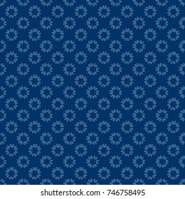 Blue colors vector seamless pattern with many flowers.