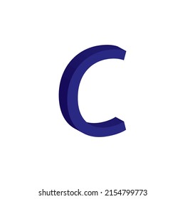BLUE COLOUR 3D LETTER C SIMPLE CLIP ART VECTOR ILLUSTRATION