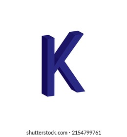 BLUE COLOUR 3D LETTER K SIMPLE CLIP ART VECTOR ILLUSTRATION