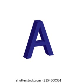 BLUE COLOUR 3D LETTER A SIMPLE CLIP ART VECTOR ILLUSTRATION