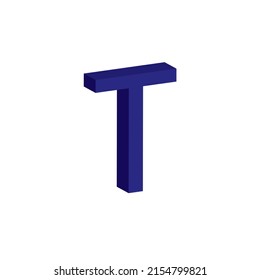 BLUE COLOUR 3D LETTER T SIMPLE CLIP ART VECTOR ILLUSTRATION