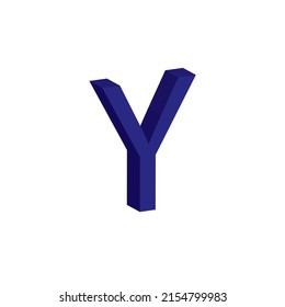 BLUE COLOUR 3D LETTER Y SIMPLE CLIP ART VECTOR ILLUSTRATION