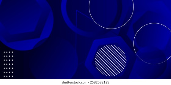 Blue colour abstract gradient background with hexagons shapes and geomatric rounded shapes and lines dynamic shapes composition design, background vector illustration eps10.