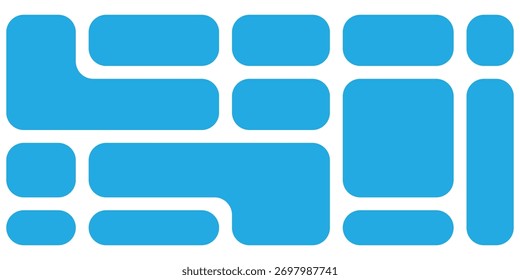 Conjuntos de rejilla bento de color azul. Conjuntos geométricos Bento-Grid de Vector abstracto minimalista. Iconos bento-grid modernos aislados sobre fondo blanco.  Conjunto de rejilla de Vector aislado moderno. EPS 10. 