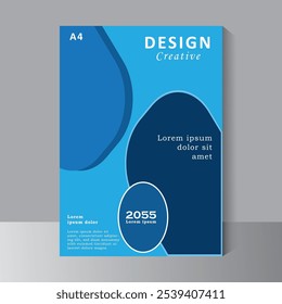 Blue Colour Book Cover Design Template in A4. Can be use forPresentation, Portfolio, Flyer, Banner, Brochure, Annual Report, Magazine, Poster, Business report, Vector eps 10