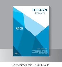 Blue Colour Book Cover Design Template in A4. Can be use forPresentation, Portfolio, Flyer, Banner, Brochure, Annual Report, Magazine, Poster, Business report, Vector eps 10