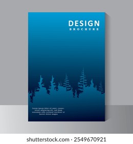 Blue colour brochure design template with forest background, business cover, book cover, brochure A4 with geometric shape, Vector eps 10.