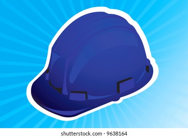 A blue colour hard hat in blue radiant light	