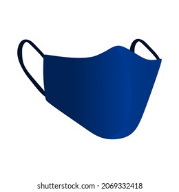 Blue Colour Medical Face Mask , Flu Mask Icon. Safety Breathing Fashion Mask , Cotton Mask For Corona Virus , Dust Protection For Hospital Or Pollution Protect Gear - Vector Illustration