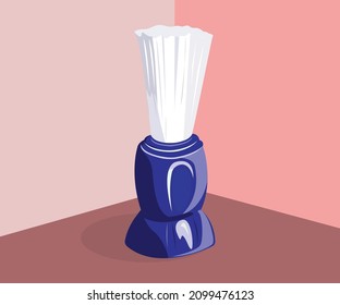 Blue Colour Shaving Brush Isolated 